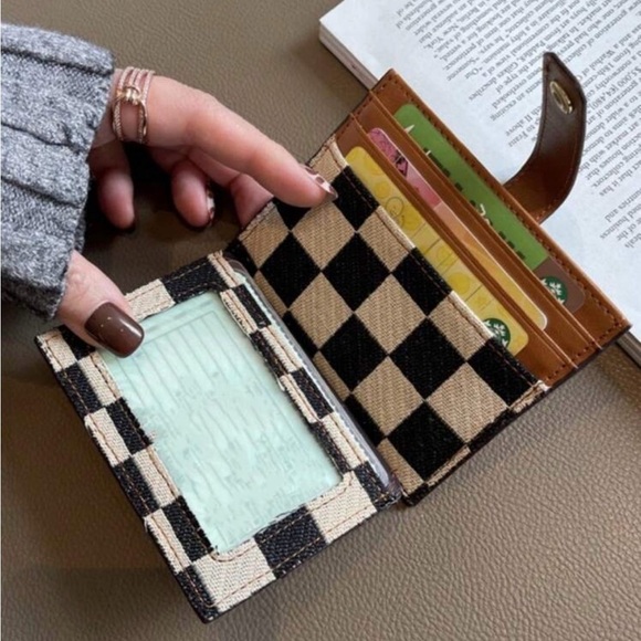 NEW Checkered Card Holder Wallet - Picture 3 of 5